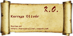 Kernya Olivér névjegykártya